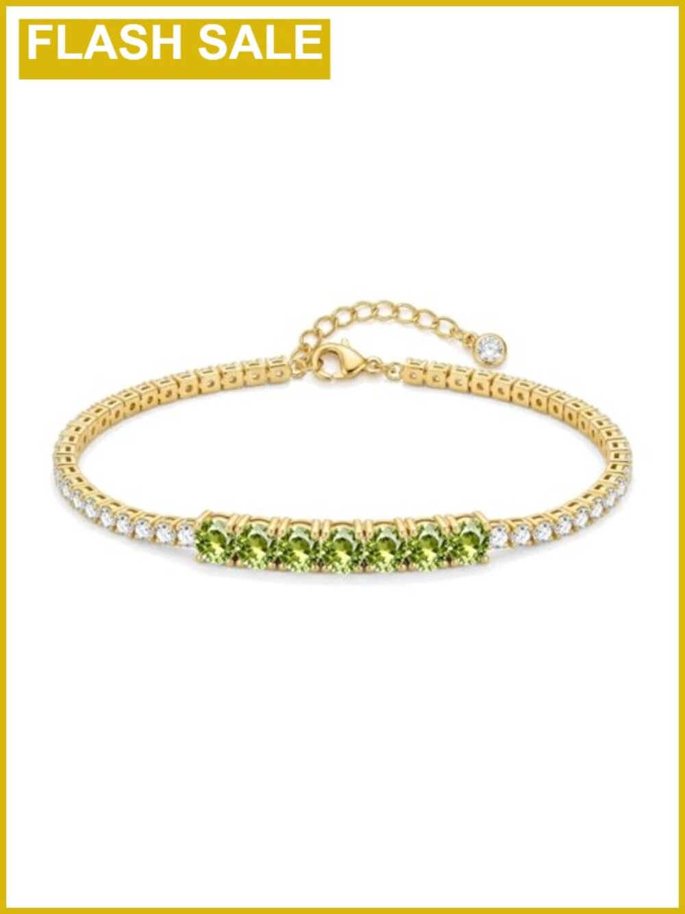 14K Gold Plated Tennis Bracelet Women Adjustable Stackable Birthstone Jewelry